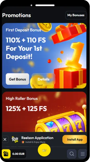 Casino ReelsOn app promotions and player bonus offers