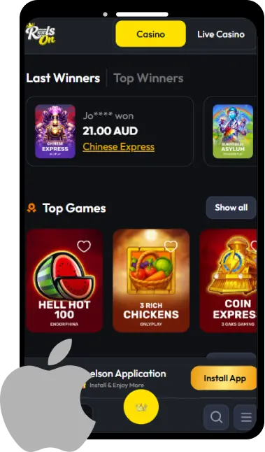 Online Casino ReelsOn mobile platform for iPhone and iPad users