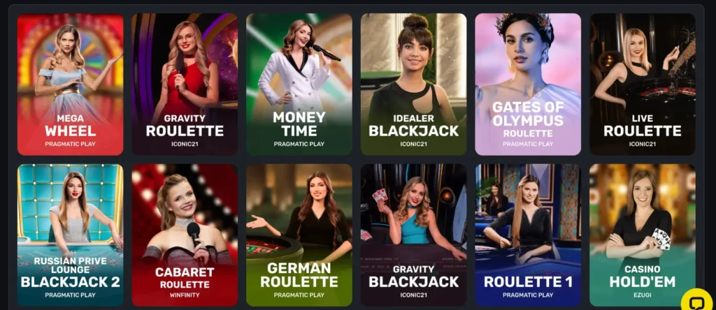 Online ReelsOn live casino games lobby with featured titles