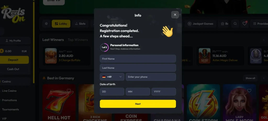 Online ReelsOn Casino profile verification with identity documents