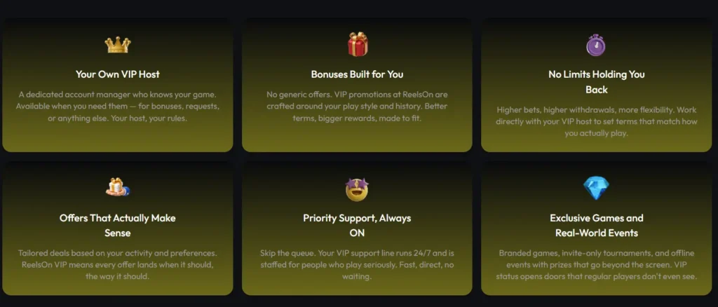 ReelsOn Australia VIP rewards and special member features